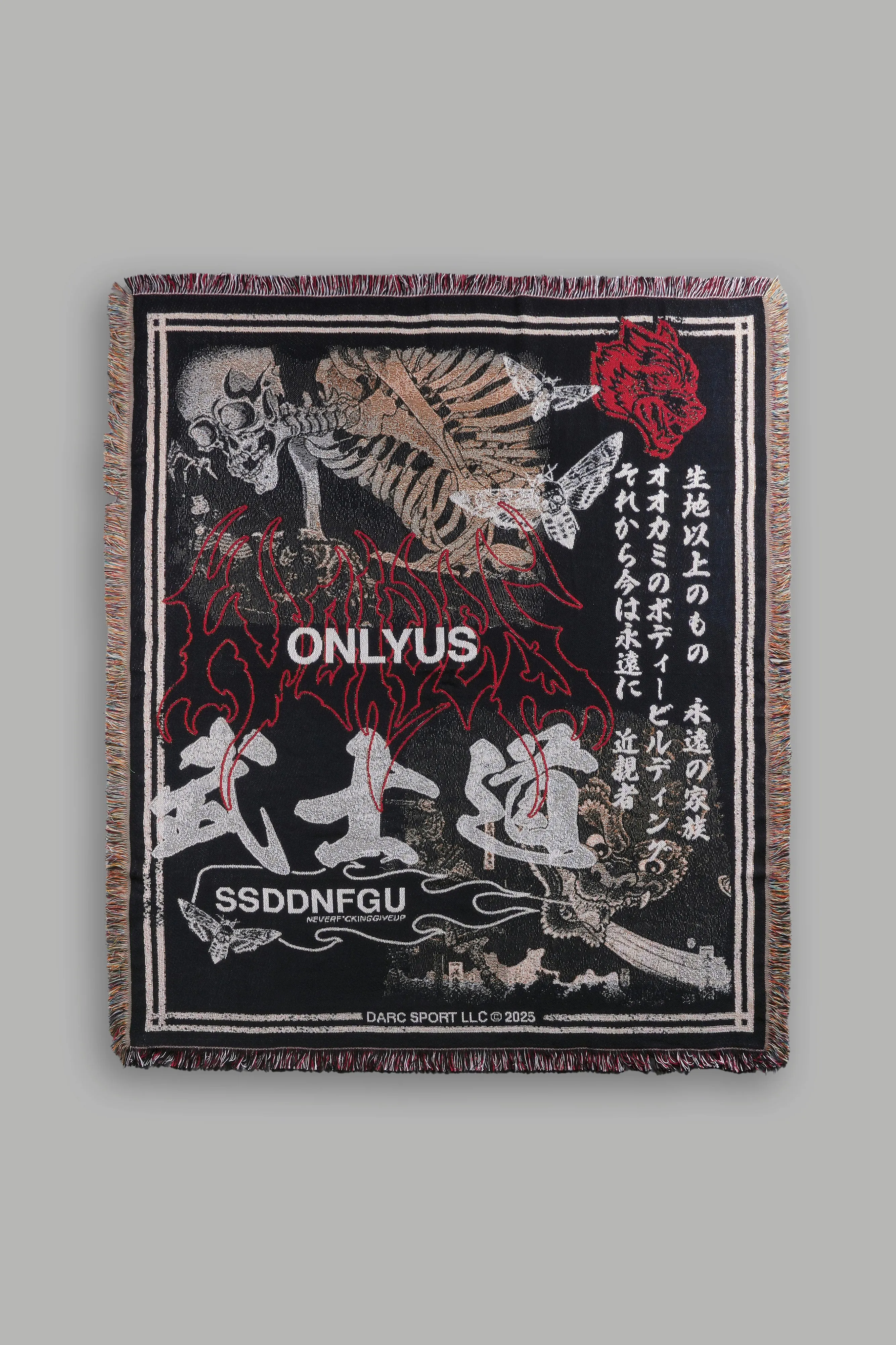 Fight Our Demons Tapestry Blanket in Black