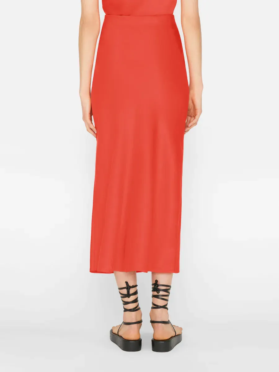 Frame Bias Midi Skirt - Red Orange