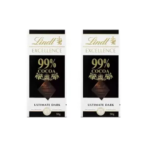 Lindt Excellence 99% Cocoa Dark Chocolate 50g (Pack of 2) – Premium 99% Cocoa Dark Chocolate Lindt