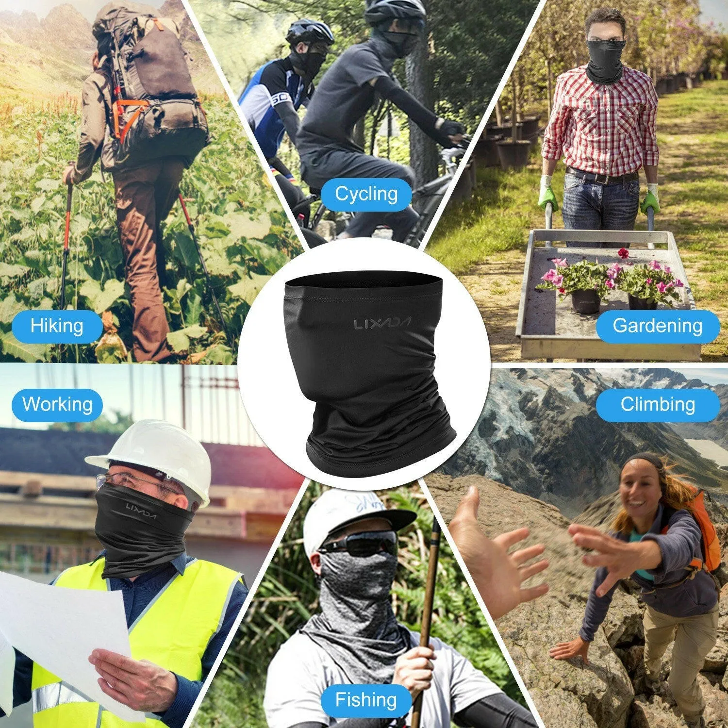 Lixada Cycling Half Face Cover Motorcycle Neck Warmer Riding Neck Gaiter Cooling Climbing Running Hiking Neck Wrap Ice Silk Dust Sunlight Protection Cycling Headgear