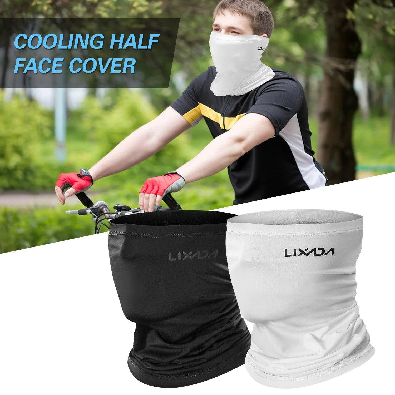 Lixada Cycling Half Face Cover Motorcycle Neck Warmer Riding Neck Gaiter Cooling Climbing Running Hiking Neck Wrap Ice Silk Dust Sunlight Protection Cycling Headgear