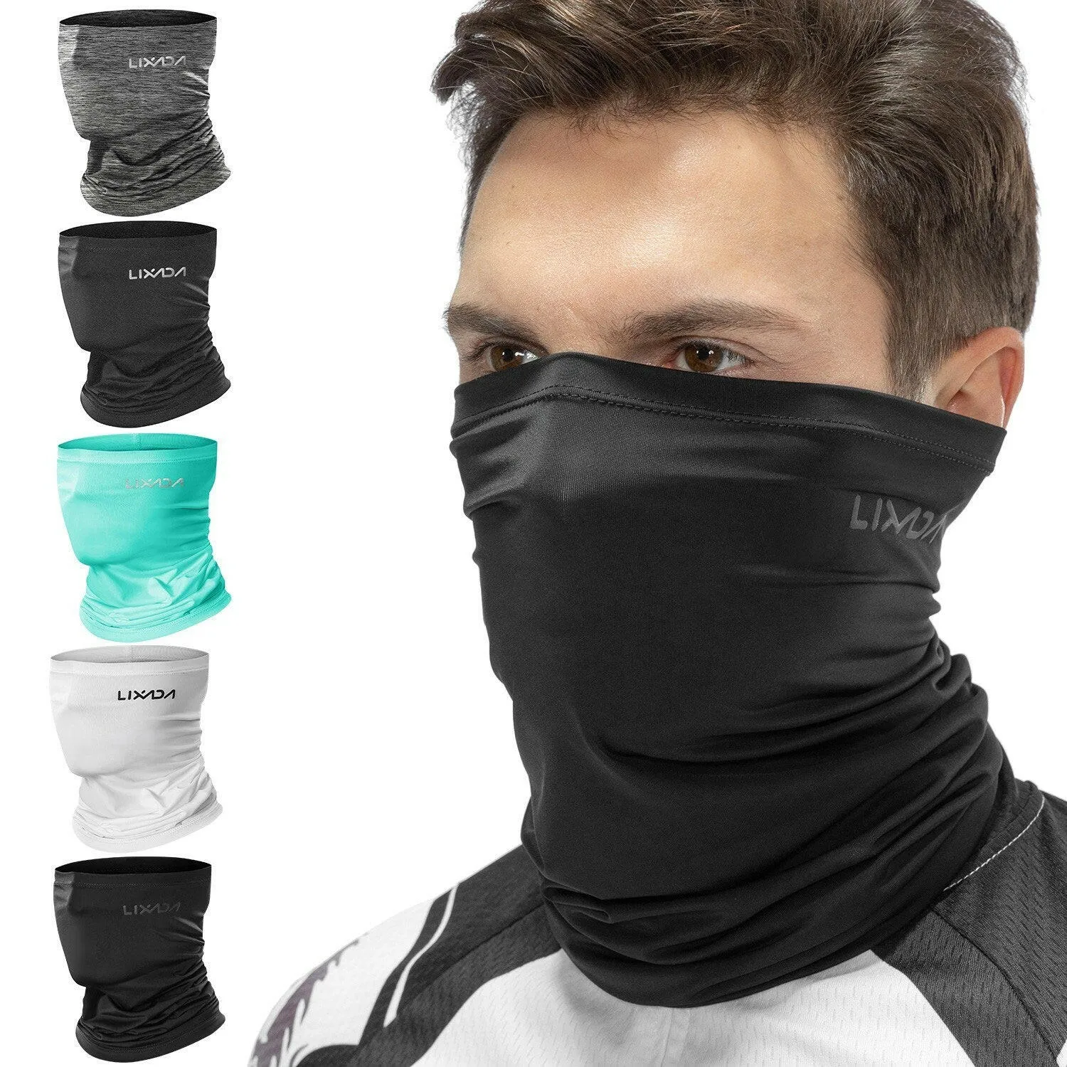 Lixada Cycling Half Face Cover Motorcycle Neck Warmer Riding Neck Gaiter Cooling Climbing Running Hiking Neck Wrap Ice Silk Dust Sunlight Protection Cycling Headgear