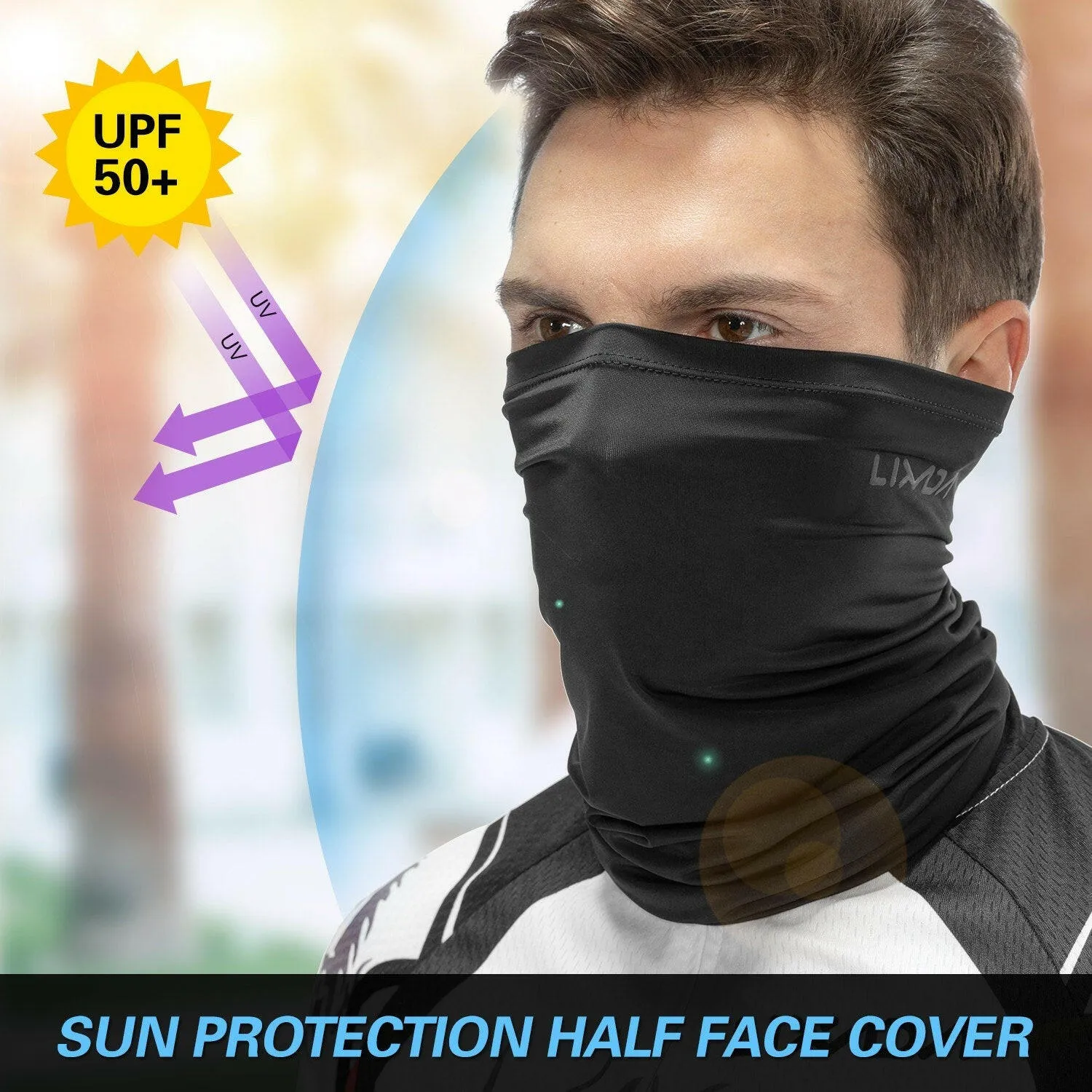 Lixada Cycling Half Face Cover Motorcycle Neck Warmer Riding Neck Gaiter Cooling Climbing Running Hiking Neck Wrap Ice Silk Dust Sunlight Protection Cycling Headgear