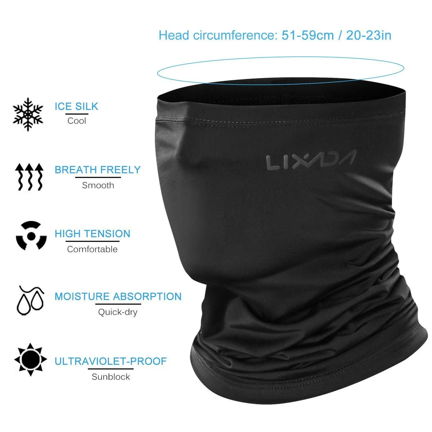 Lixada Cycling Half Face Cover Motorcycle Neck Warmer Riding Neck Gaiter Cooling Climbing Running Hiking Neck Wrap Ice Silk Dust Sunlight Protection Cycling Headgear