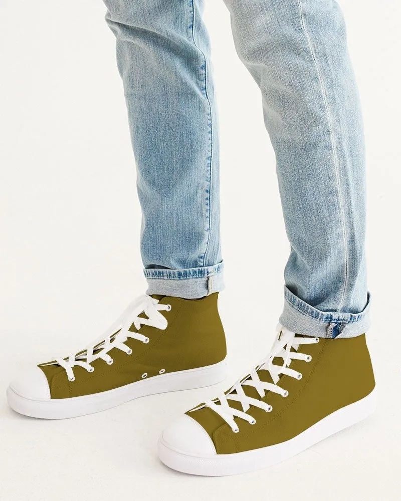 Medium Dark Orange Yellow Men's High-top Canvas Sneakers | Men's | Medium Dark Pure Orange Yellow | C0M25Y100K60