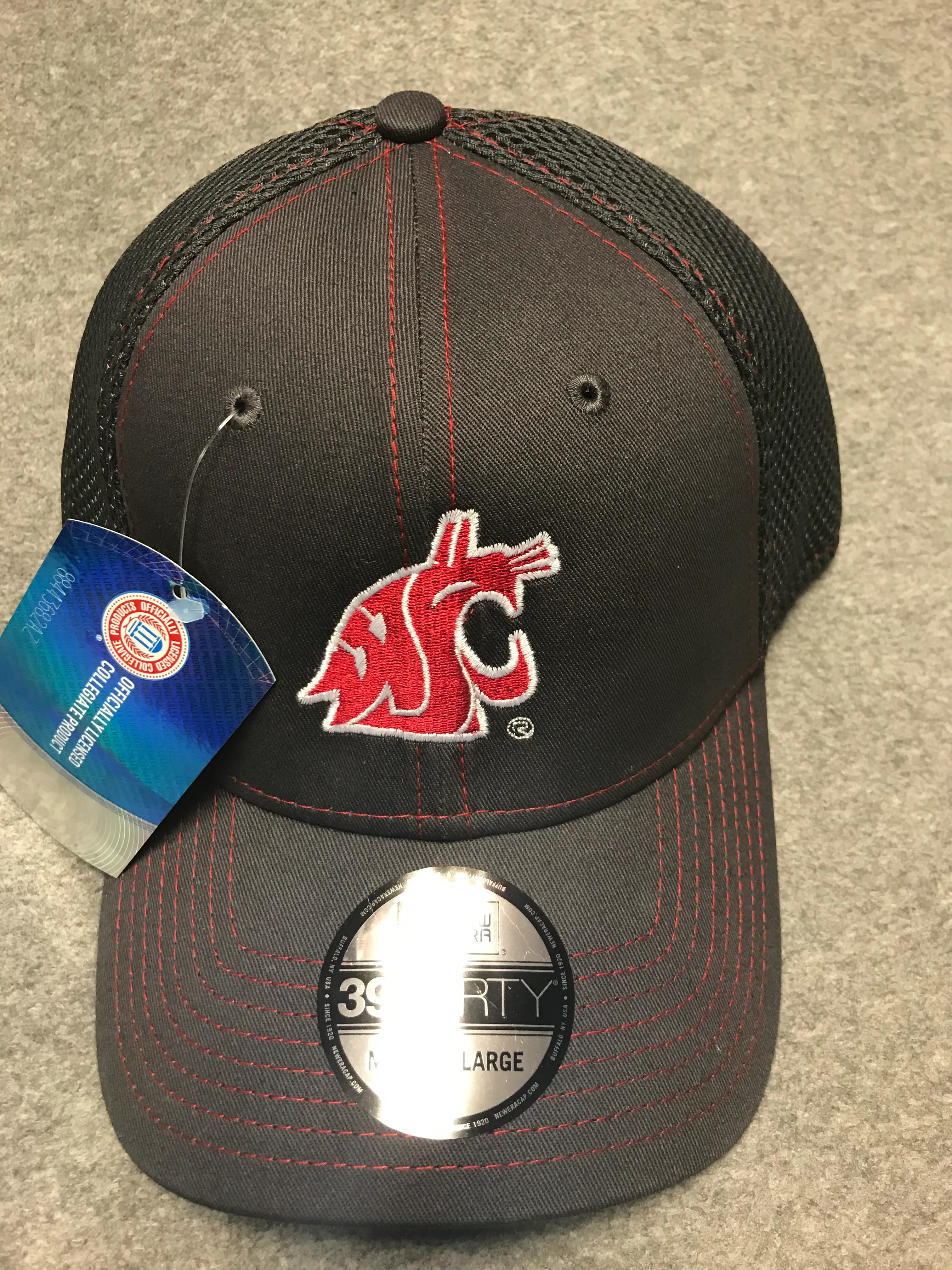 Men's Grey Coug Logo Hat with Crimson Stitching