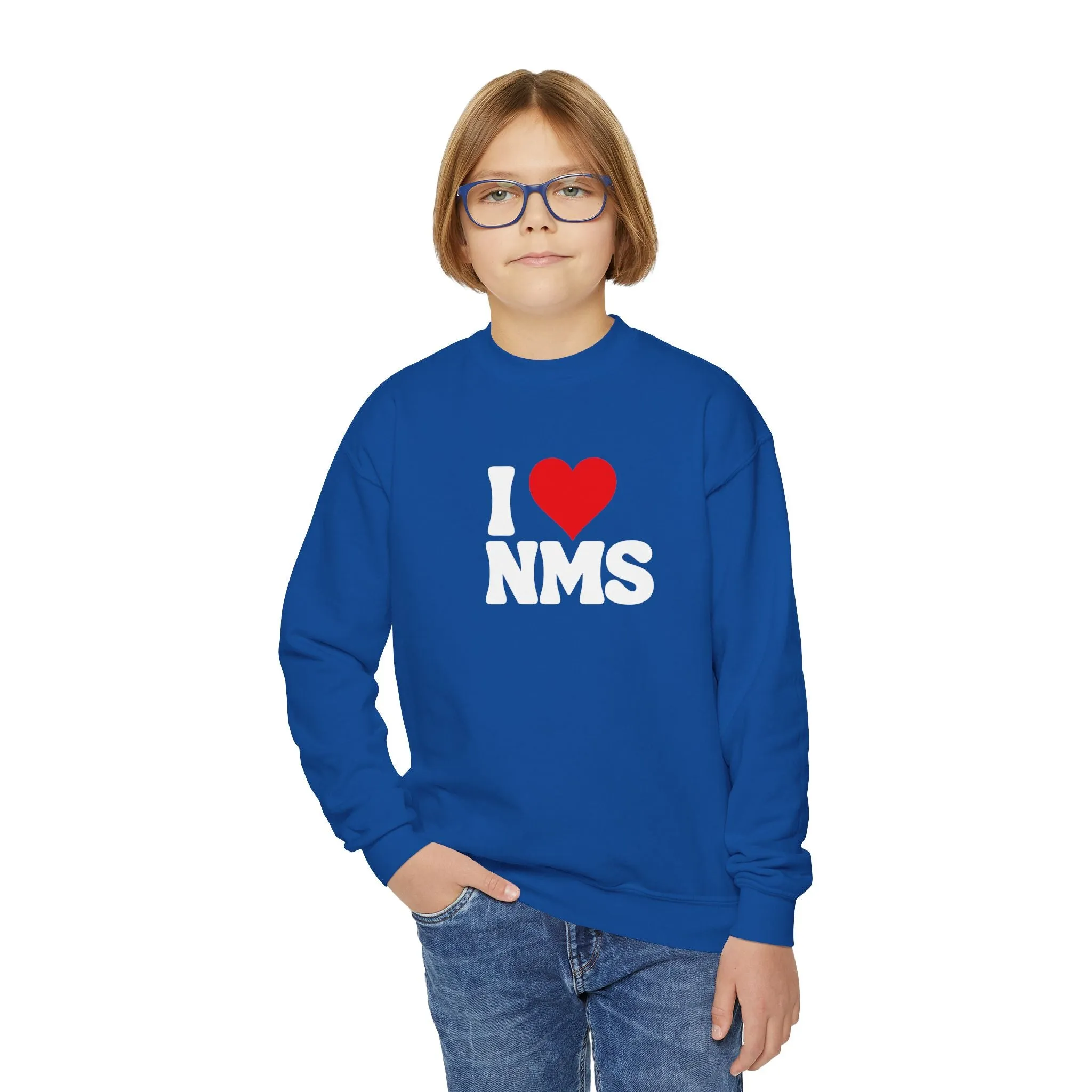 North Mianus I love NMS Youth Crewneck Sweatshirt