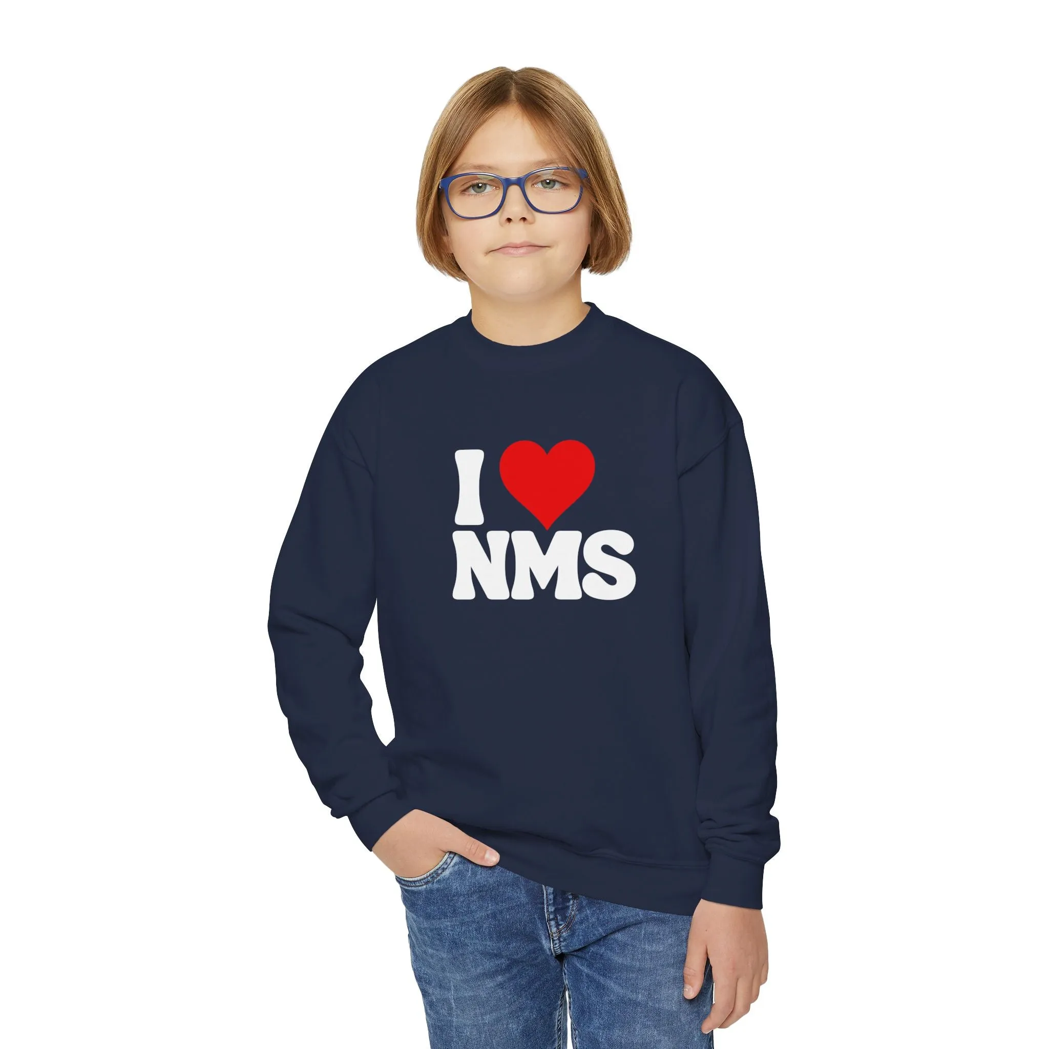 North Mianus I love NMS Youth Crewneck Sweatshirt