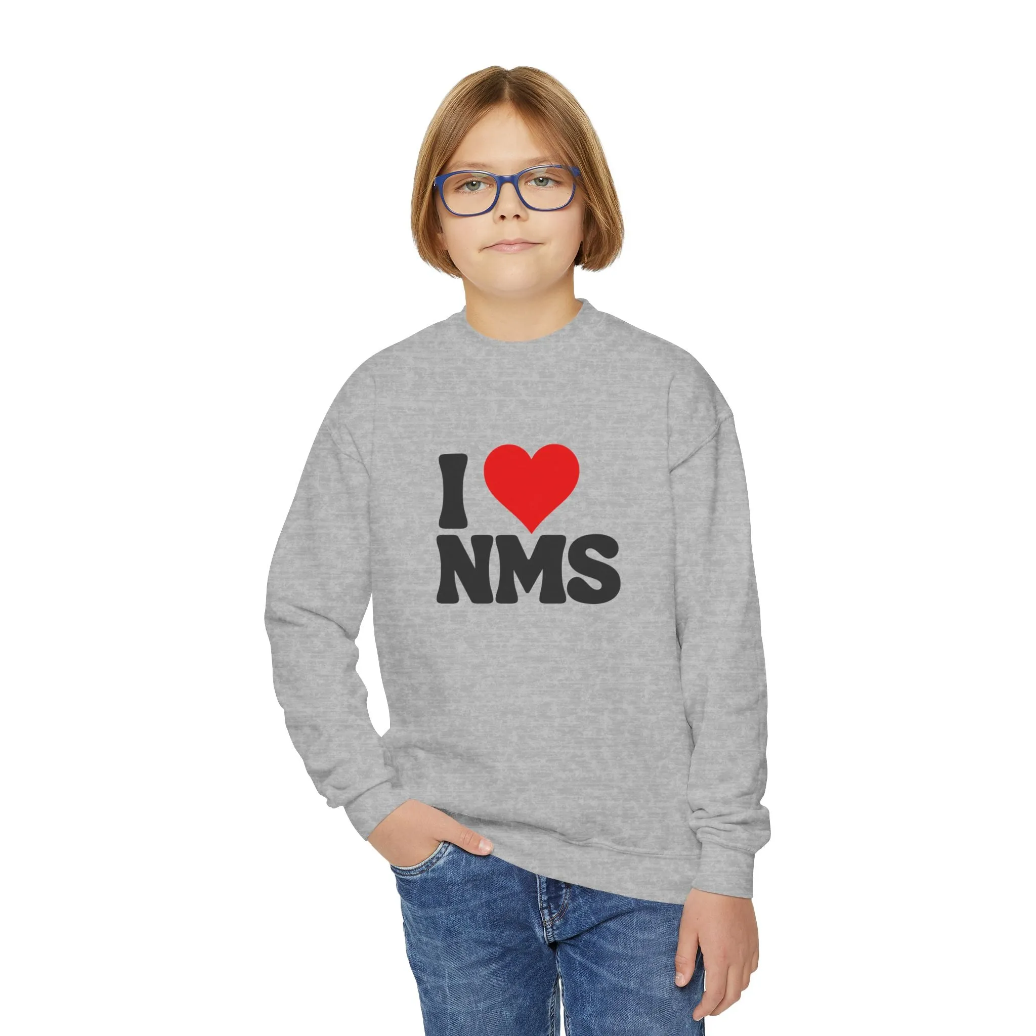 North Mianus I love NMS Youth Crewneck Sweatshirt