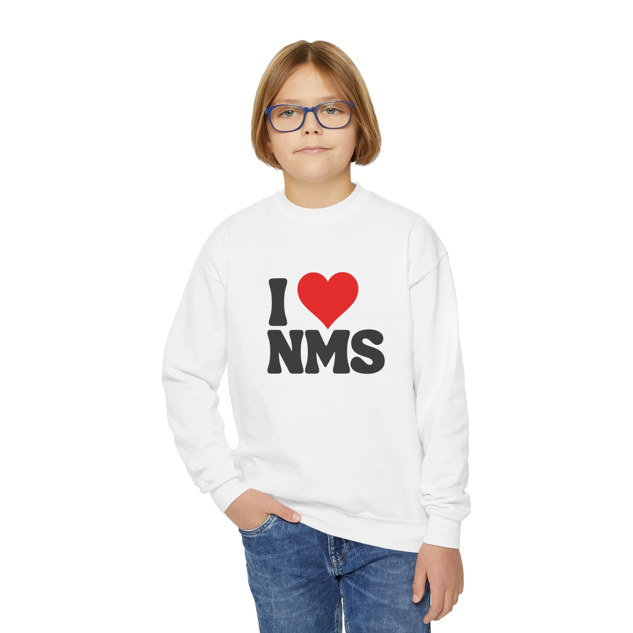 North Mianus I love NMS Youth Crewneck Sweatshirt
