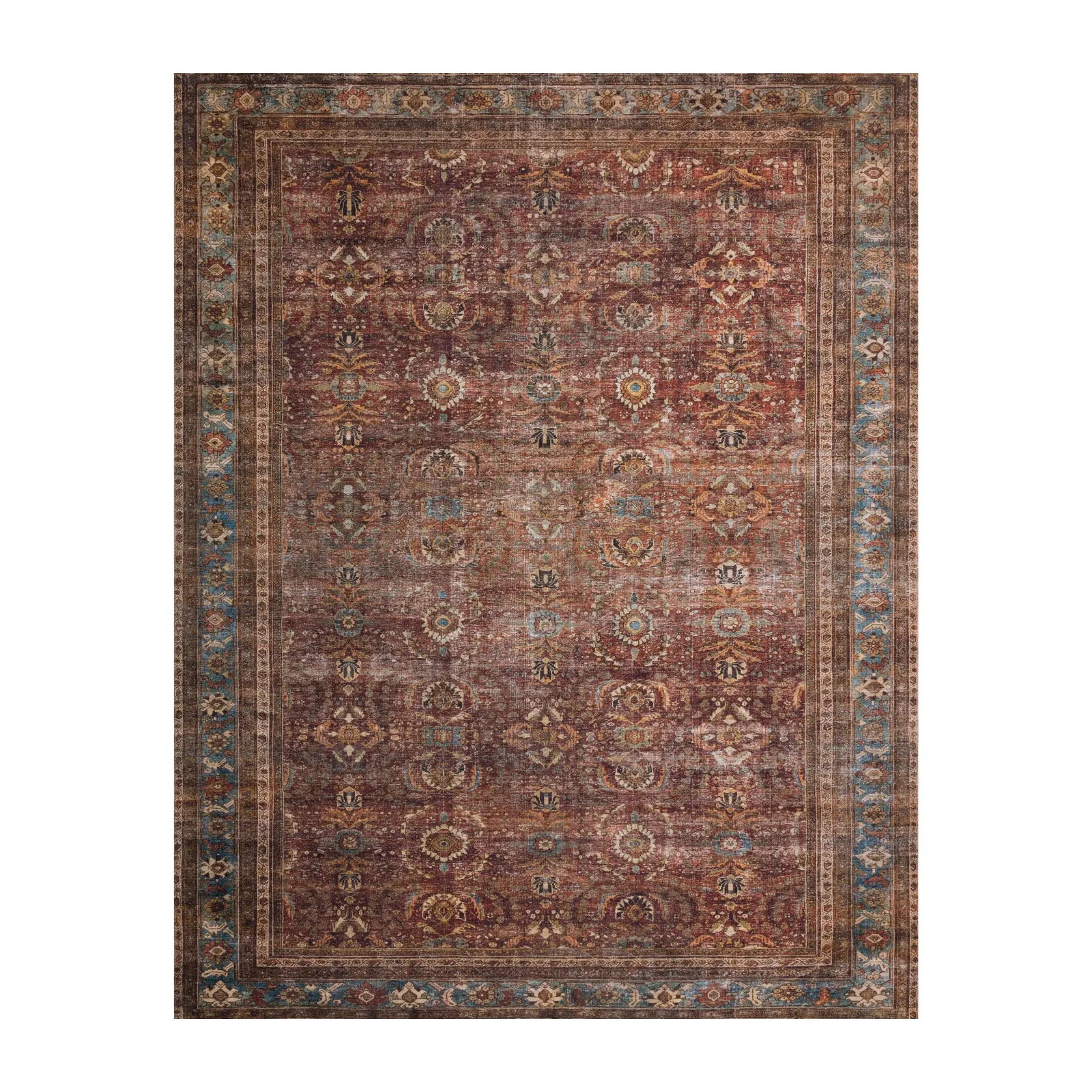 OVERSTOCK RUG - Loloi Layla Brick / Blue Rug - 2' x 5'