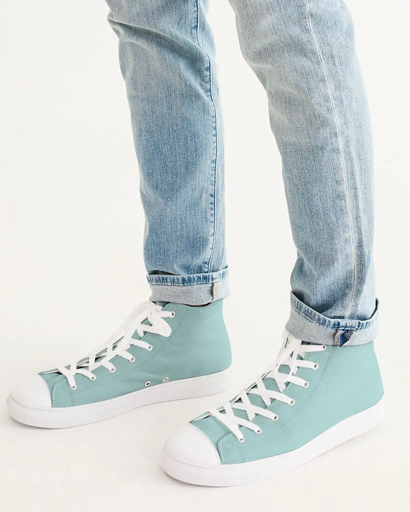 Pale Pastel Blue Cool Green Men's High-top Canvas Sneakers | Men's | Bright Pale Pastel Blue Cool Green | C30M0Y15K0