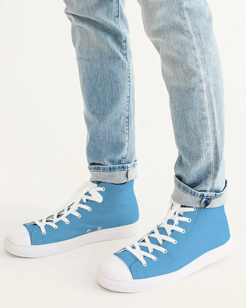Pastel Cyan Men's High-top Canvas Sneakers | Men's | Bright Pastel Cyan | C60M15Y0K0