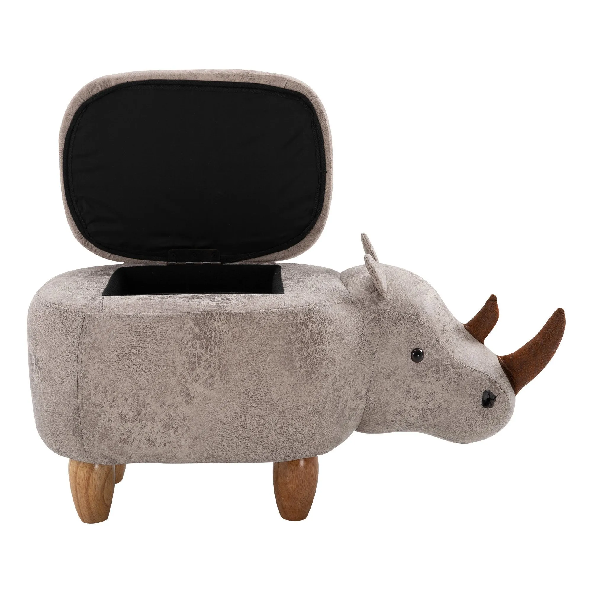 Polyester Upholstered Rhino Storage Stool Grey