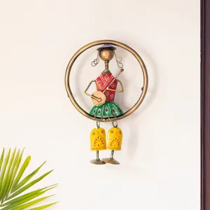 'Rajasthani Veena Artist' Handmade & Handpainted Wall Décor Hanging In Iron