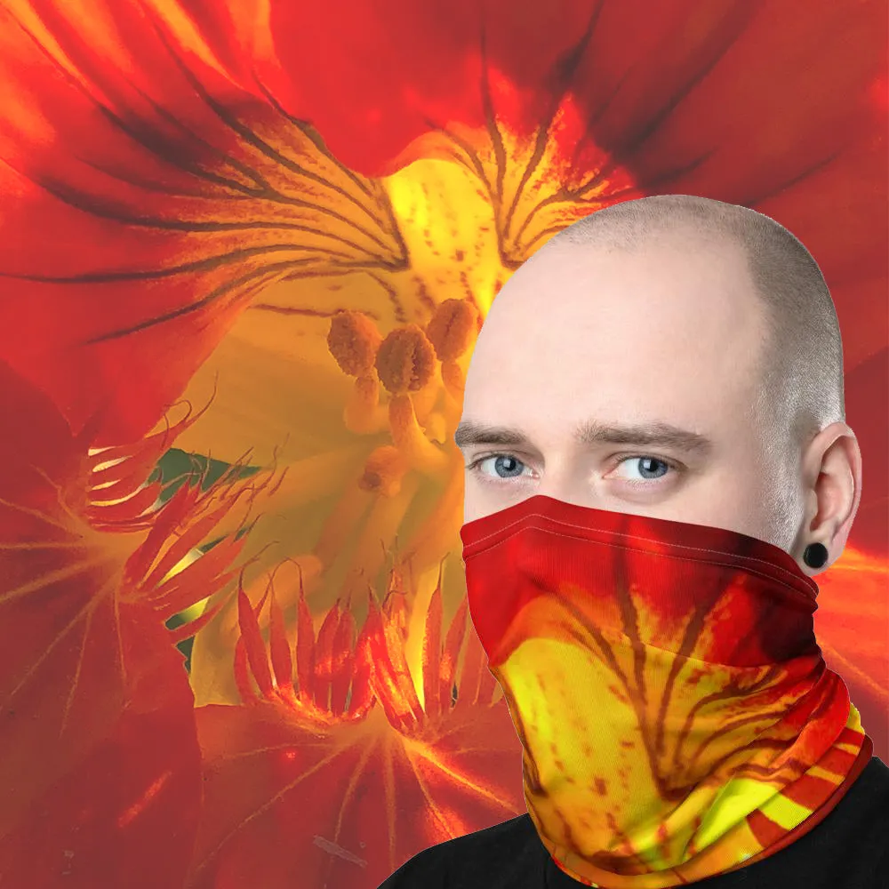 Red Orange Flower Neck Gaiter