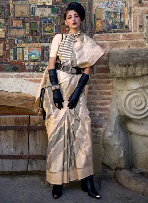 Rodeo Dust Katan Silk Handloom Weaving Classic Saree