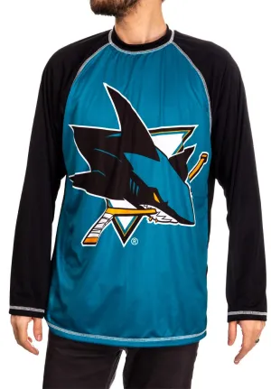 San Jose Sharks Jersey Style Long Sleeve Rashguard