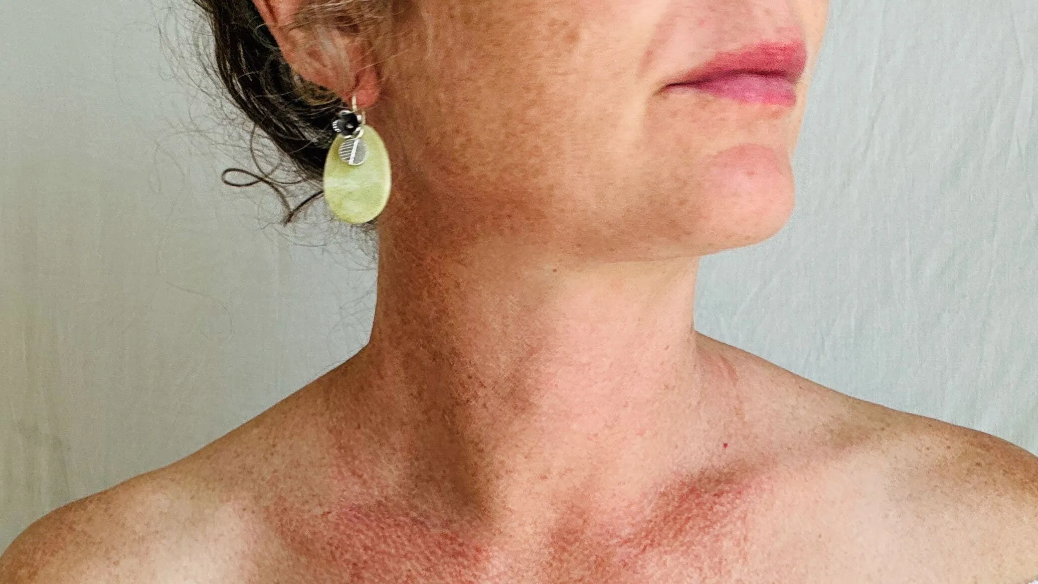Serpentine Flower Earrings. Sterling Silver. 2496