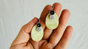 Serpentine Flower Earrings. Sterling Silver. 2496