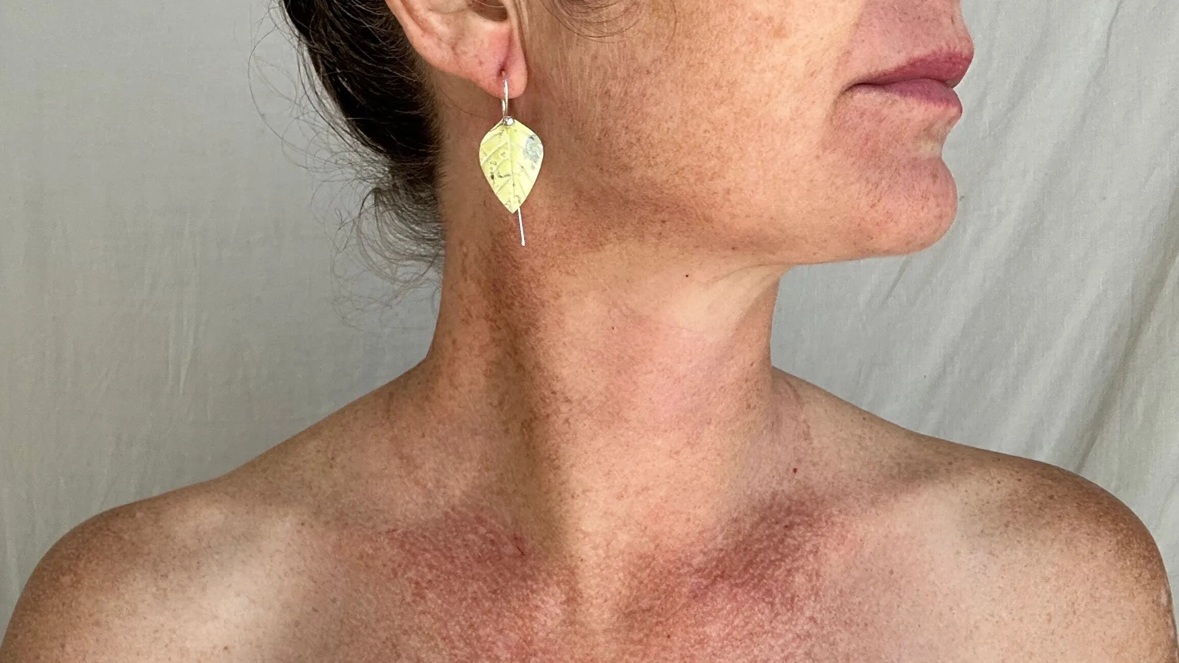 Serpentine Leaf Earrings. Sterling Silver. 2356