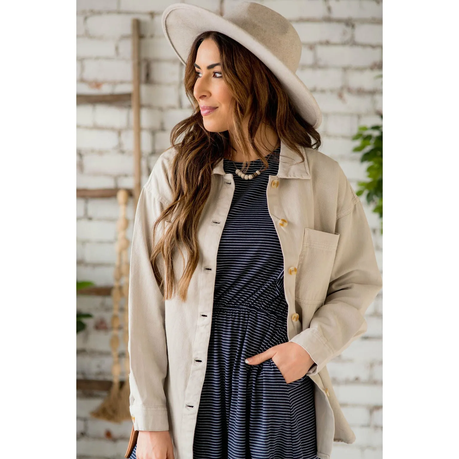 Side Slit Button Up Jacket