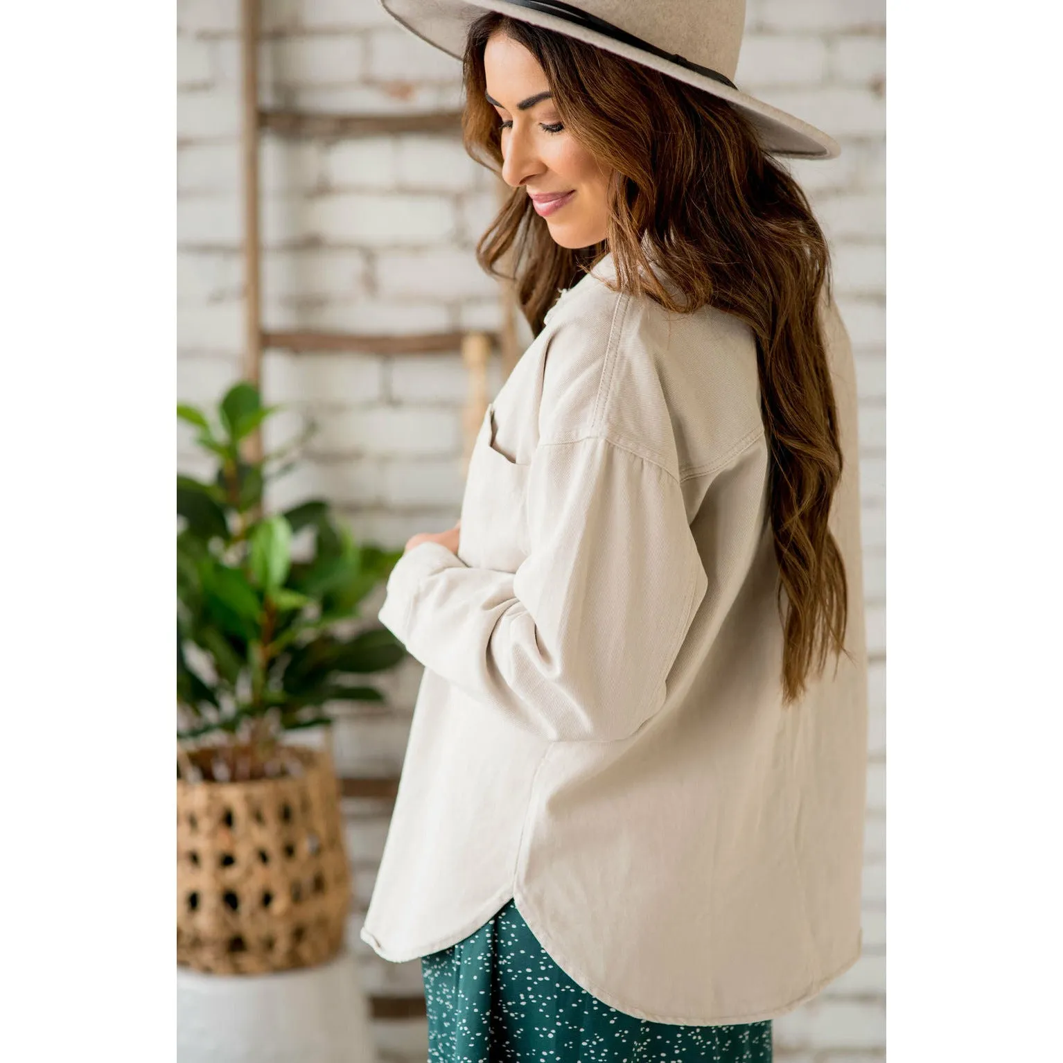 Side Slit Button Up Jacket