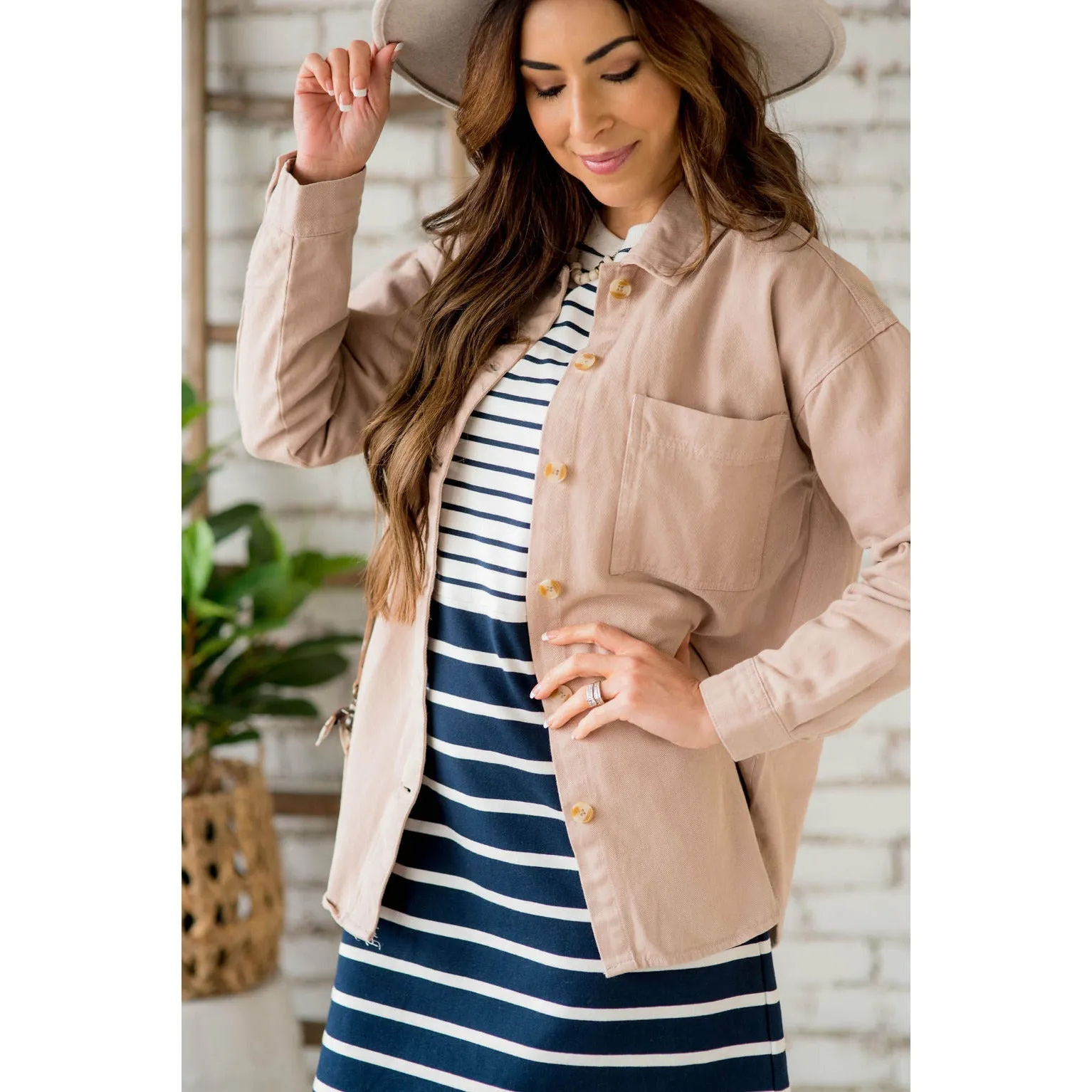 Side Slit Button Up Jacket