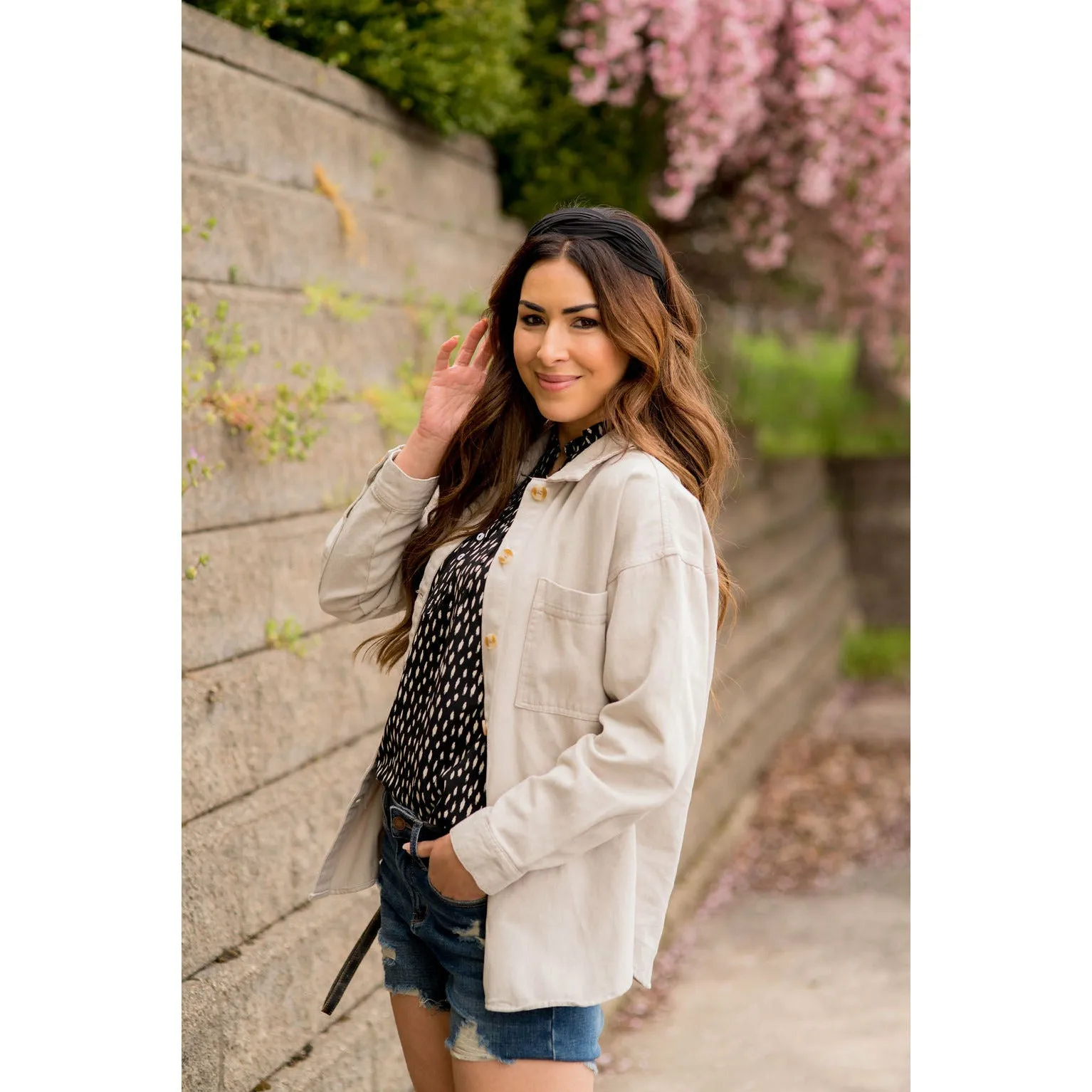 Side Slit Button Up Jacket