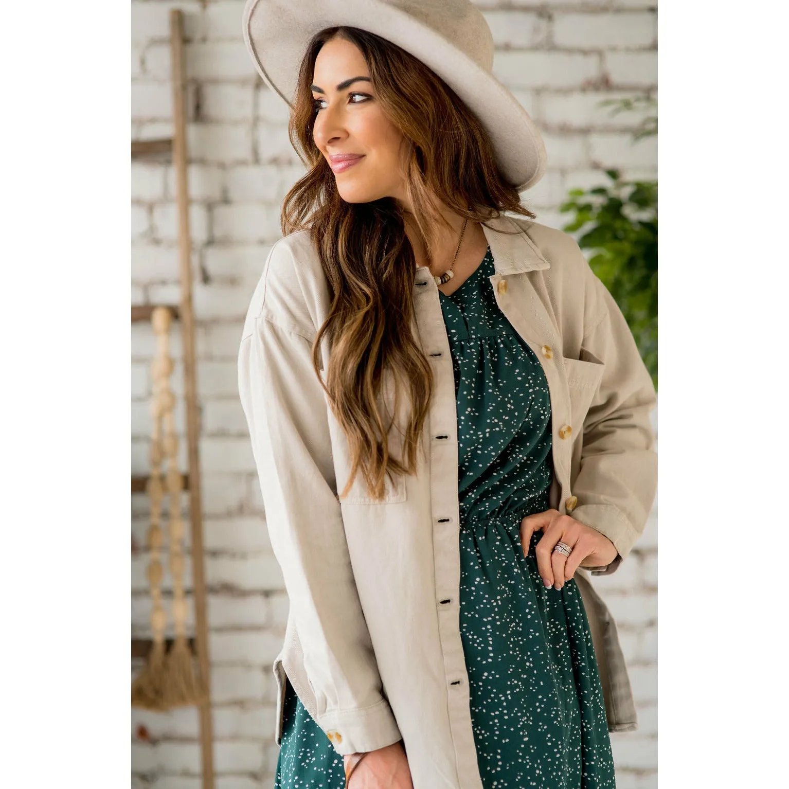 Side Slit Button Up Jacket