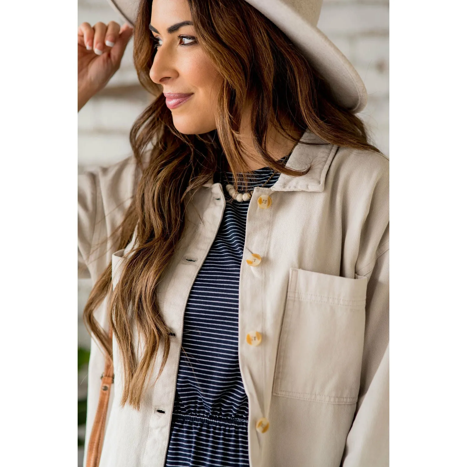 Side Slit Button Up Jacket