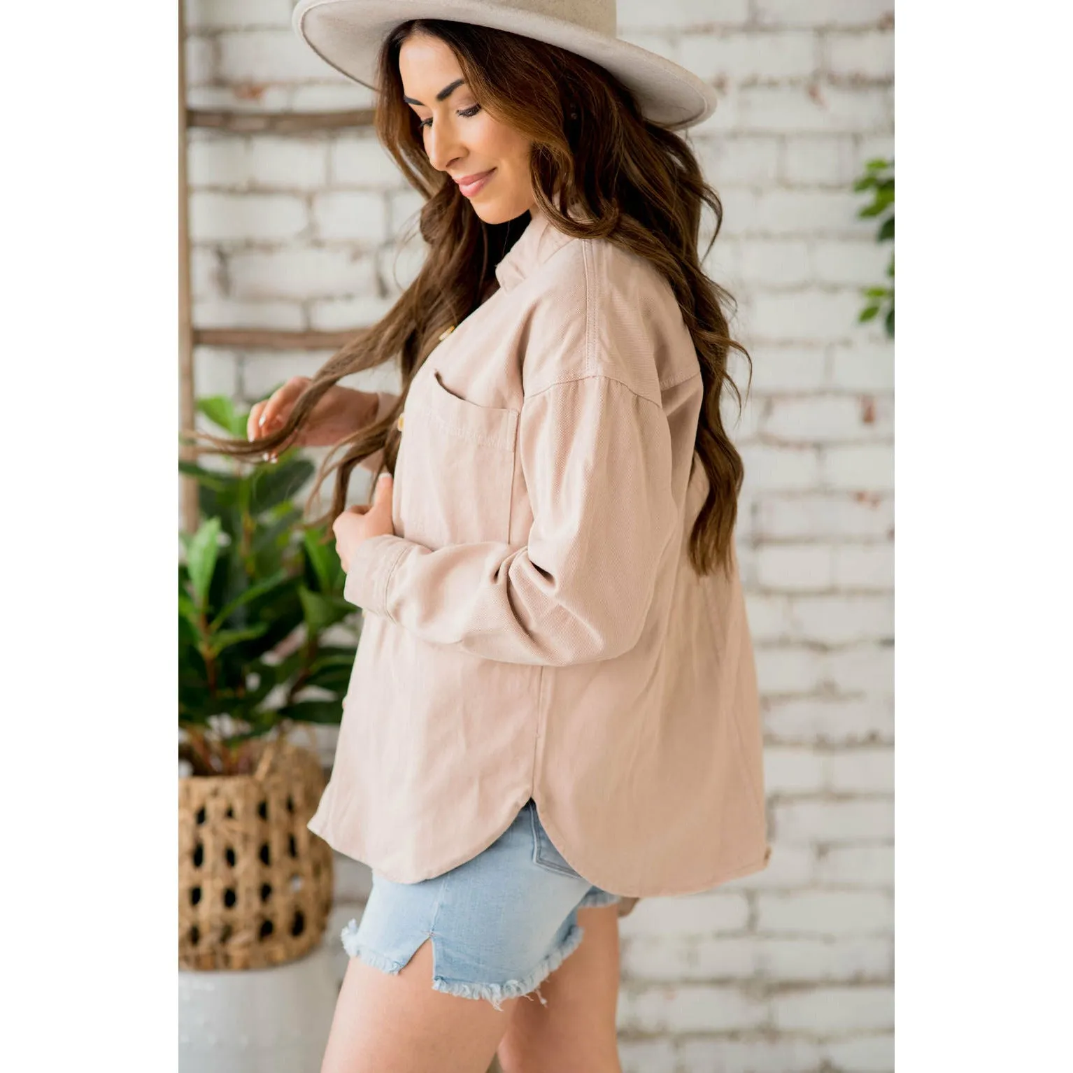 Side Slit Button Up Jacket