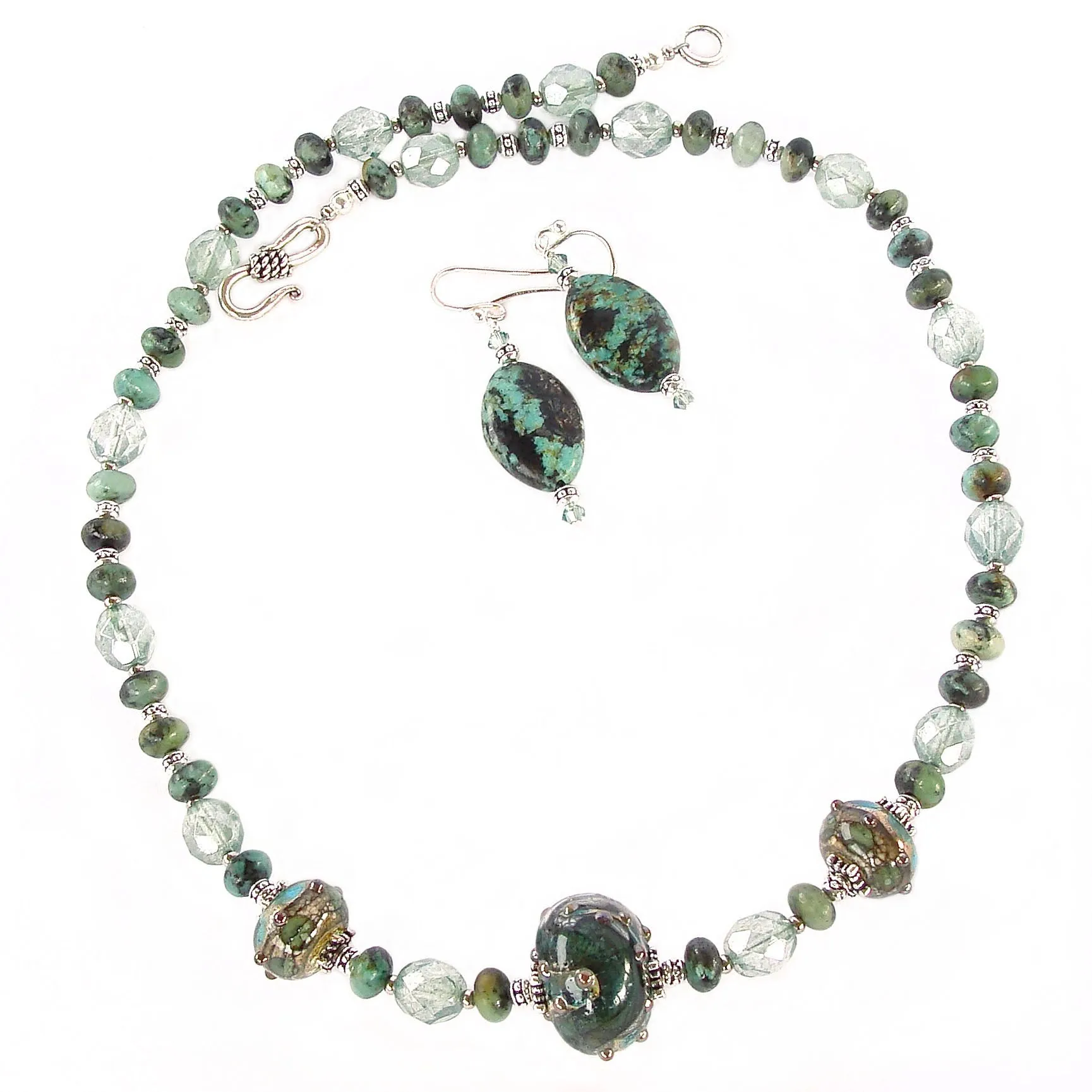 Sinclair: African Turquoise Necklace with Art Glass