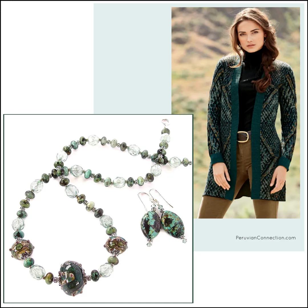 Sinclair: African Turquoise Necklace with Art Glass